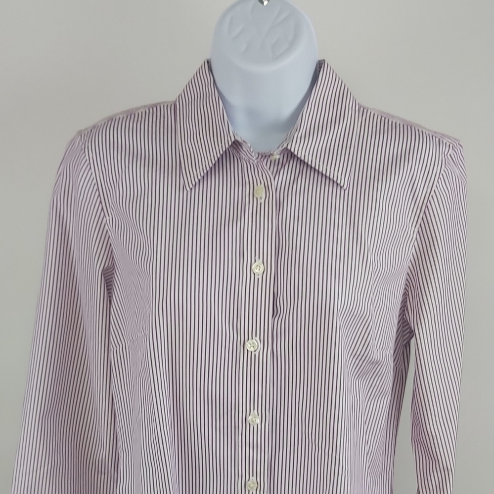 J Crew women Stripe purple/white shirt long sleeve